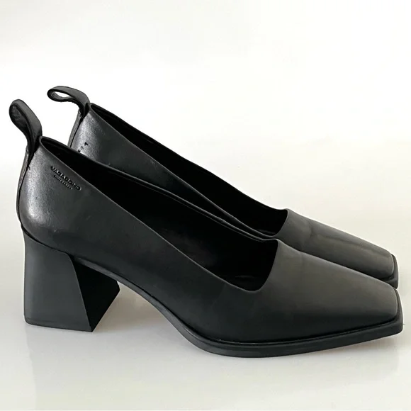 Vagabond Shoes Vagabond Hedda Black Leather Block Heel Pumps